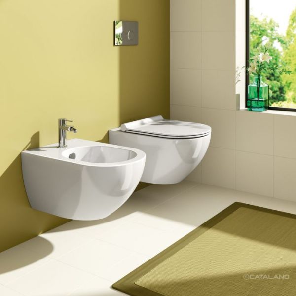 Catalano Sfera 54 NF New Flush Coppia Sospesa Vaso e Bidet con Kit di Fissaggio Nascosto